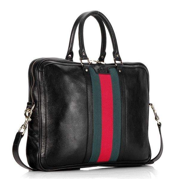 1:1 Gucci 246067 Men's Briefcase Bag-Black Leather